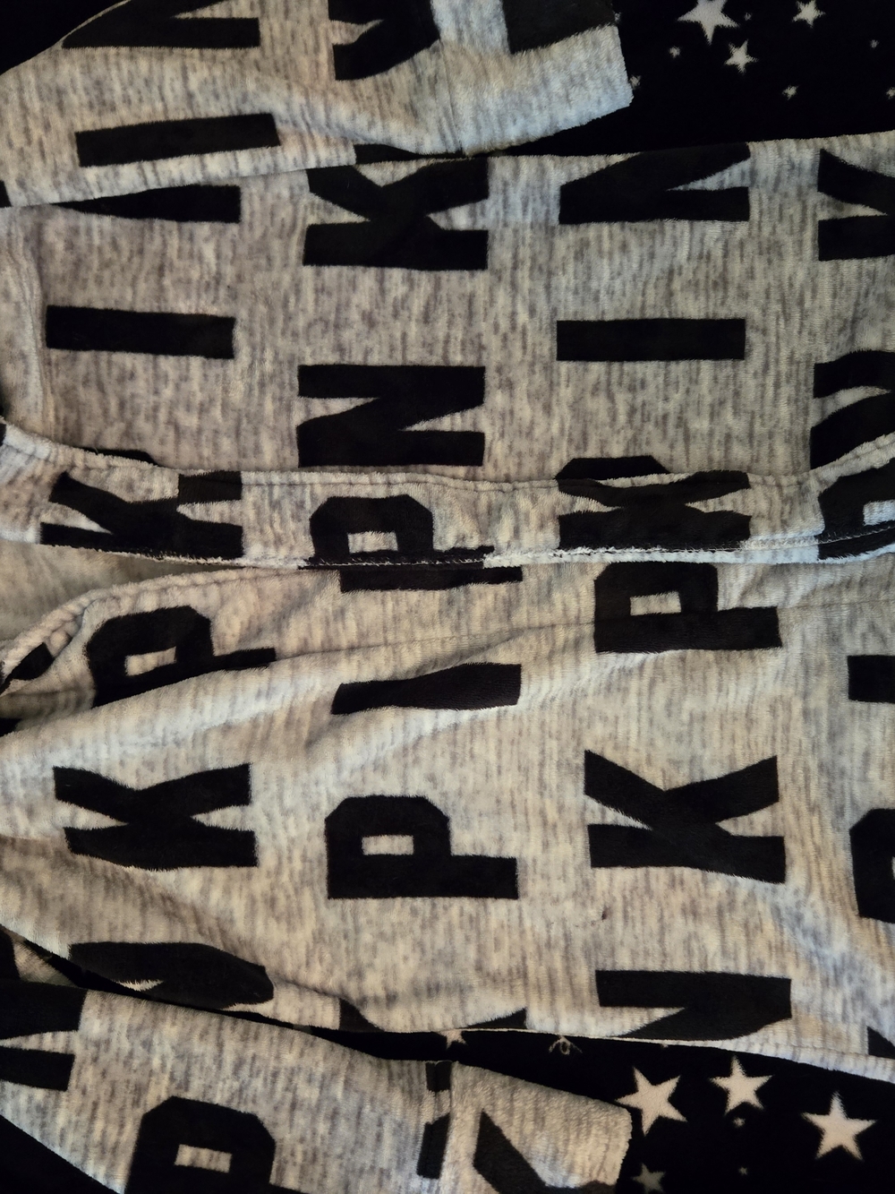 PINK Victoria's Secret Gray and Black Logo Robe